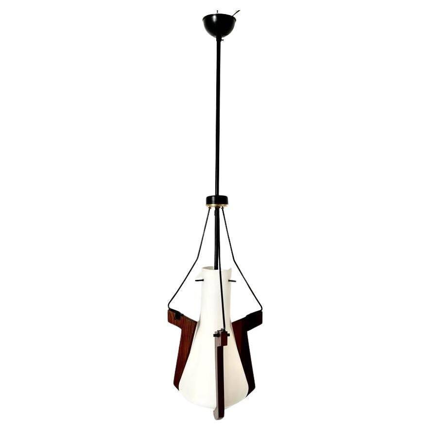Midcentury Modern Stilnovo Rosewood Pendant, Italy 1950