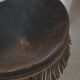 Danish oak tripod stool from the early 20th century with leather fringe, 1930s.