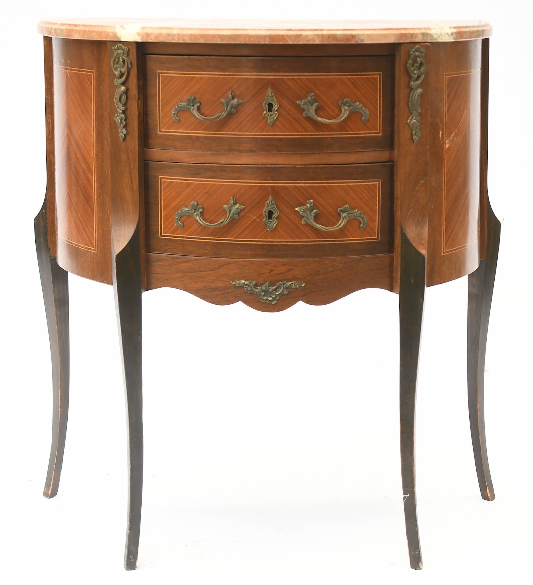 Transition style half-moon chest of drawers