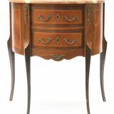 Transition style half-moon chest of drawers