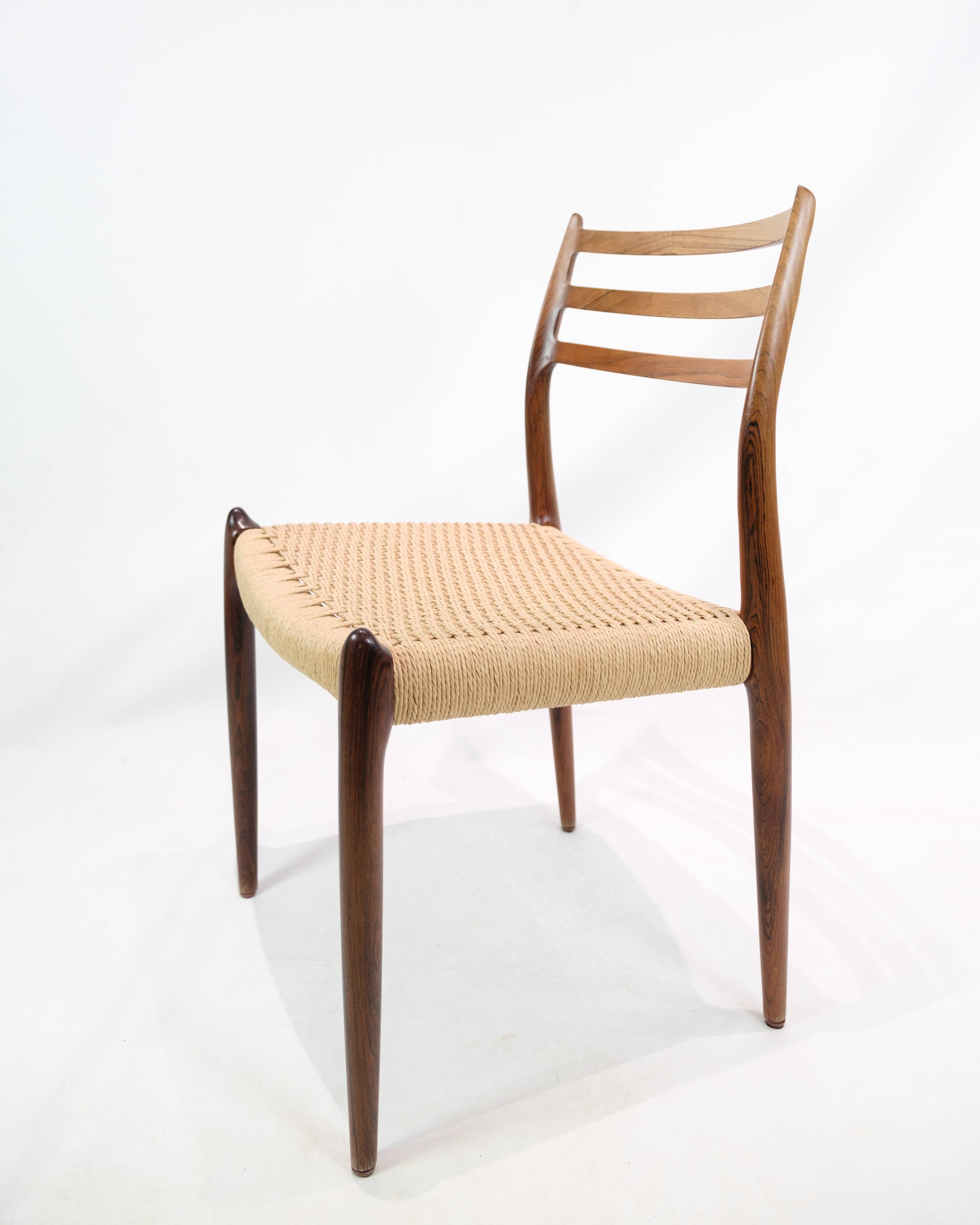 Set Of 6 Dining Chairs Model 78 Made In Rosewood By N. O Møller From 1950s