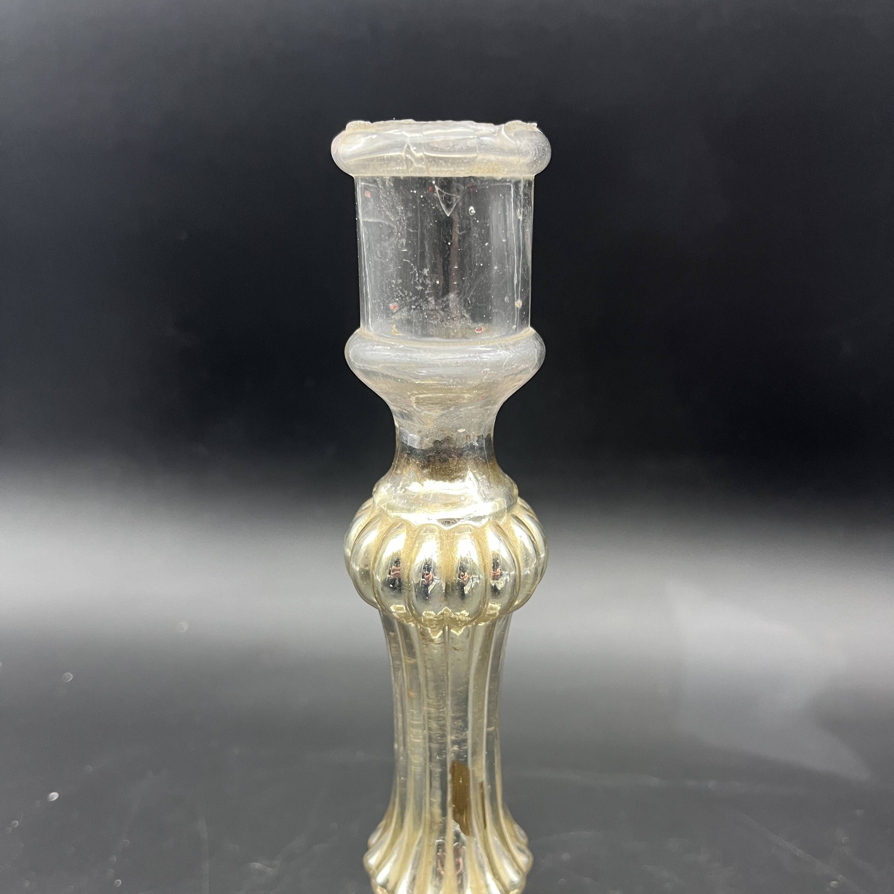 Bougeoir en verre eglomisé XIXe 19e