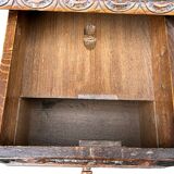Desk with tiered secret drawer in solid oak Louis XIII