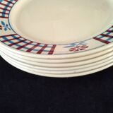 6 Assiettes plates en demi porcelaine de Badonviller