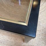 Table d’appoint verre et métal noir et or, 1970