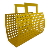 Vintage magazine rack in yellow metal