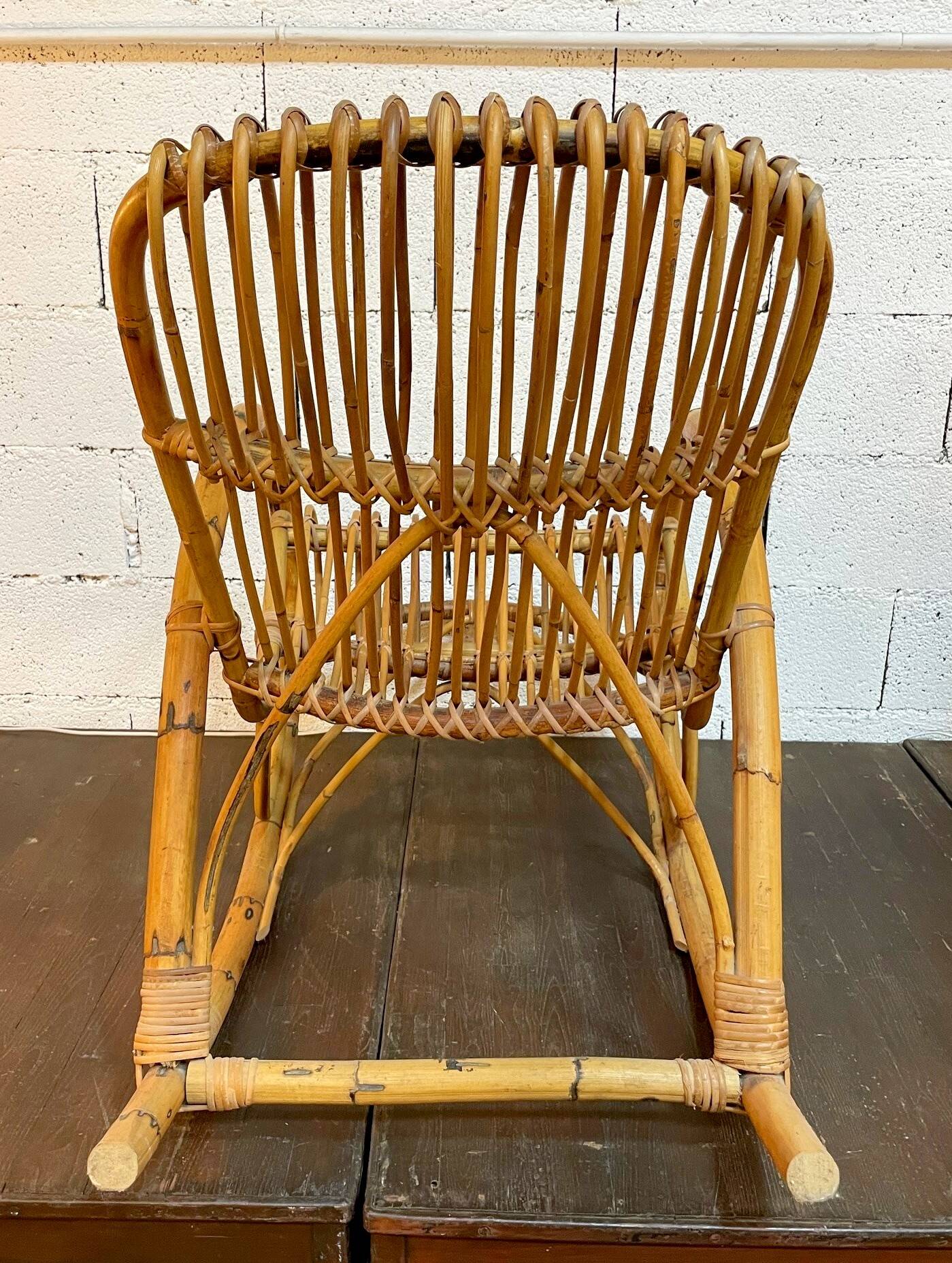 Vintage 1960s rattan rocking chair