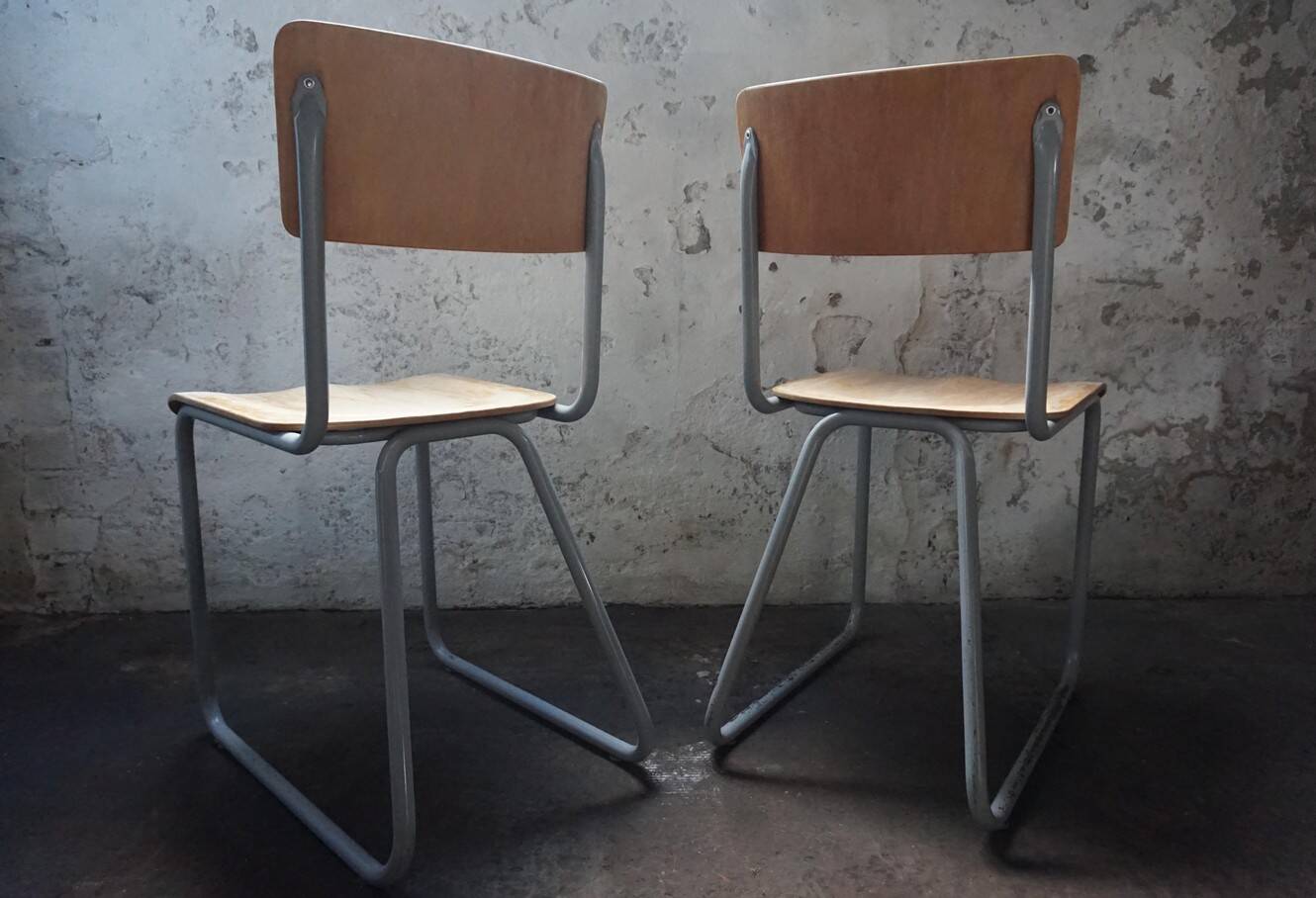 Industrial vintage Chairs Willem Hendrik Gispen for Gispen 1950s, Set of 2