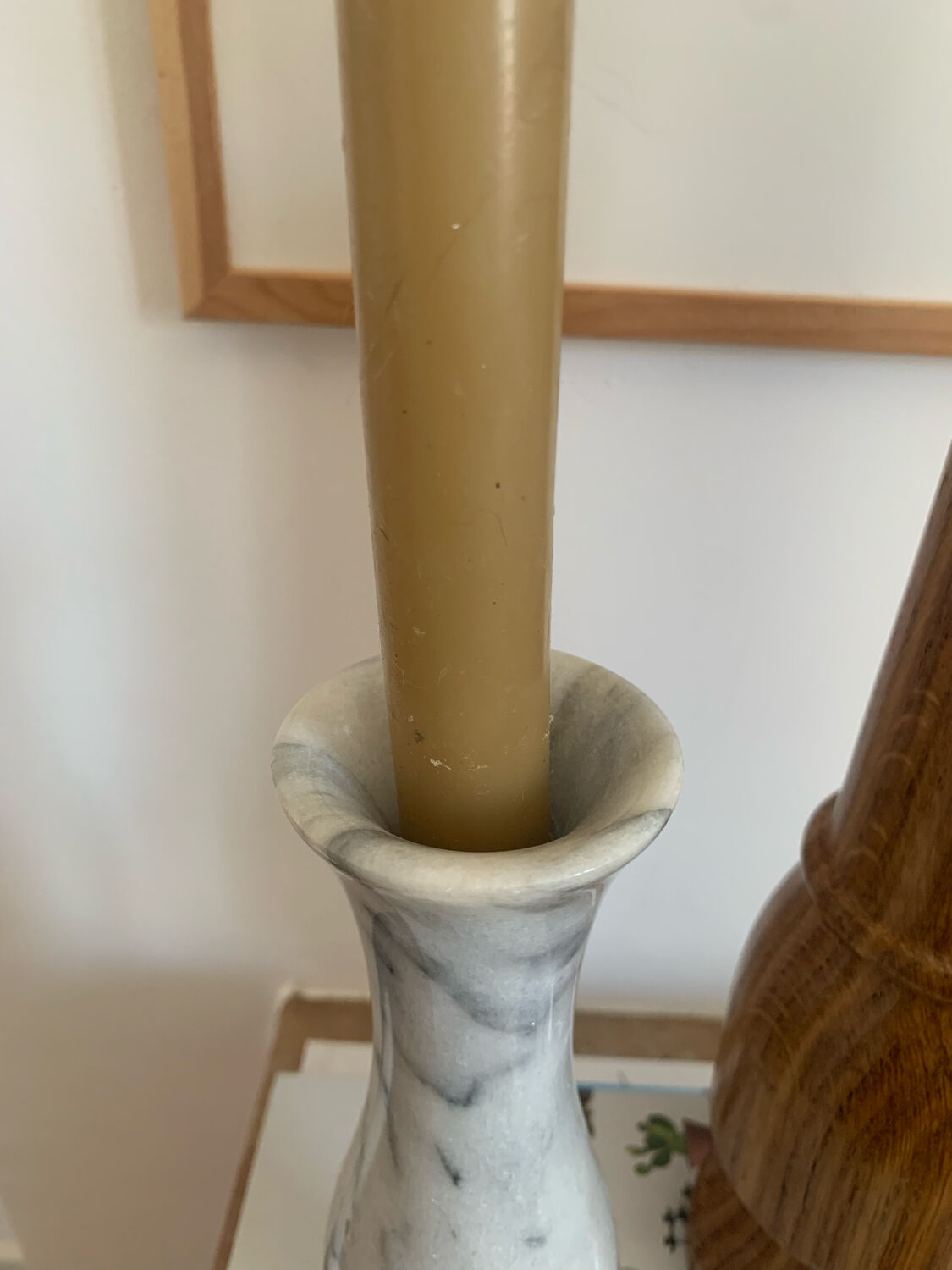 Vintage grey marble candle holder