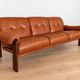 Vintage Swedish mid-century 3 person sofa in cognac leather, 1970s