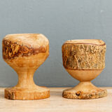 Pair of brutalist coquetiers in solid wood