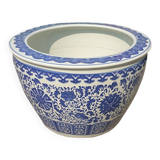 Vietnamese blue Ming cache pot 72cm and its wooden stand.