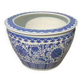 Vietnamese blue Ming cache pot 72cm and its wooden stand.