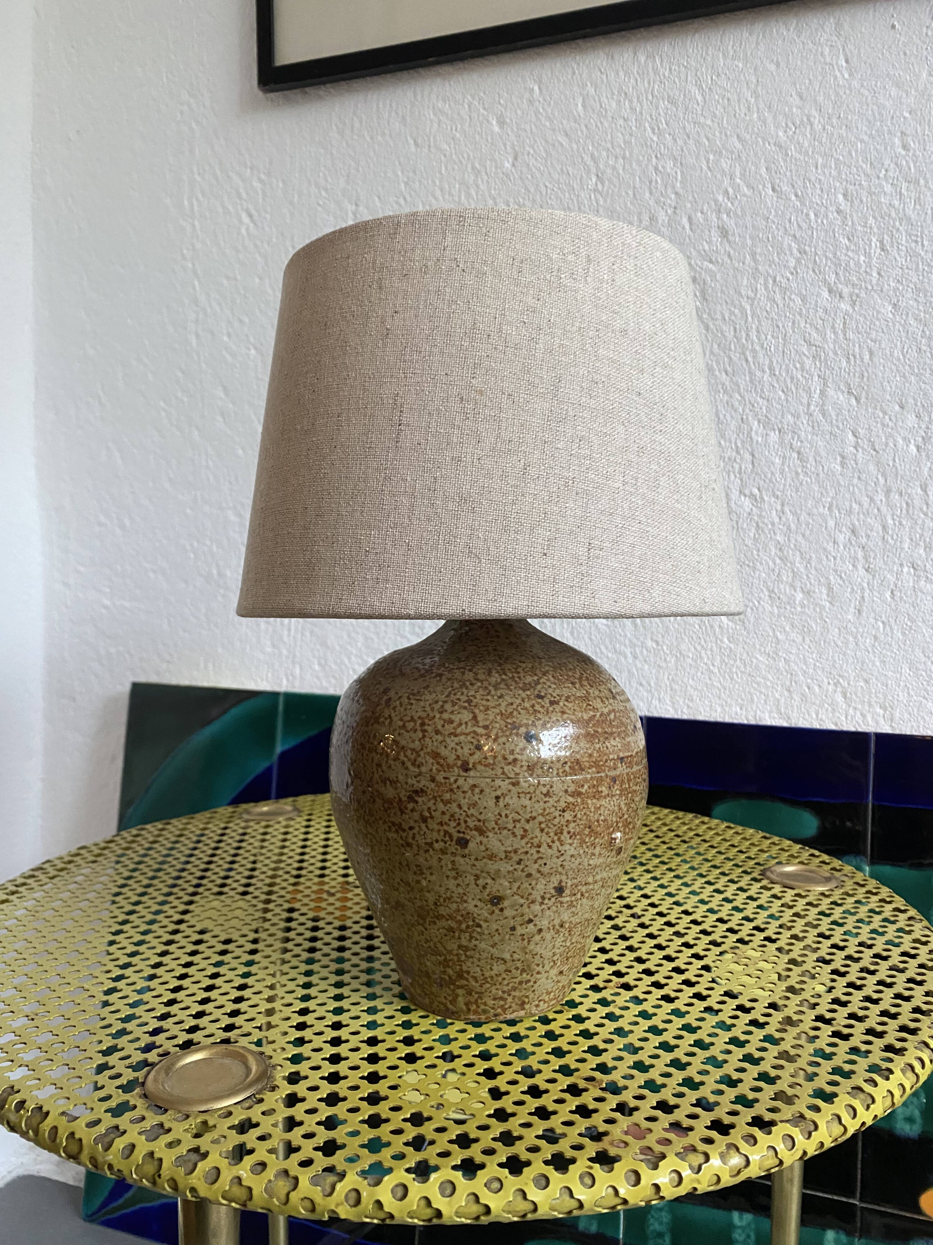 Vintage pyrity stoneware lamp