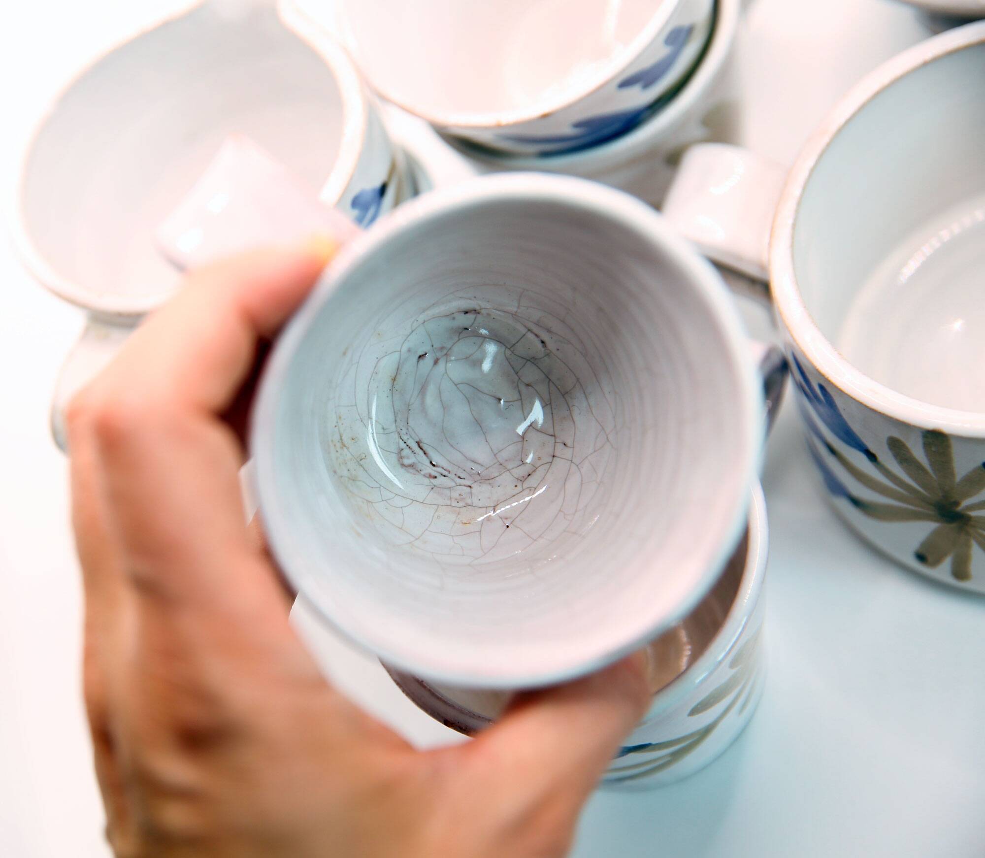 5 cups, 1 milk jug, 1 sugar bowl by Michel Barbier Vallauris