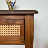Solid wood children's desk with cane drawer