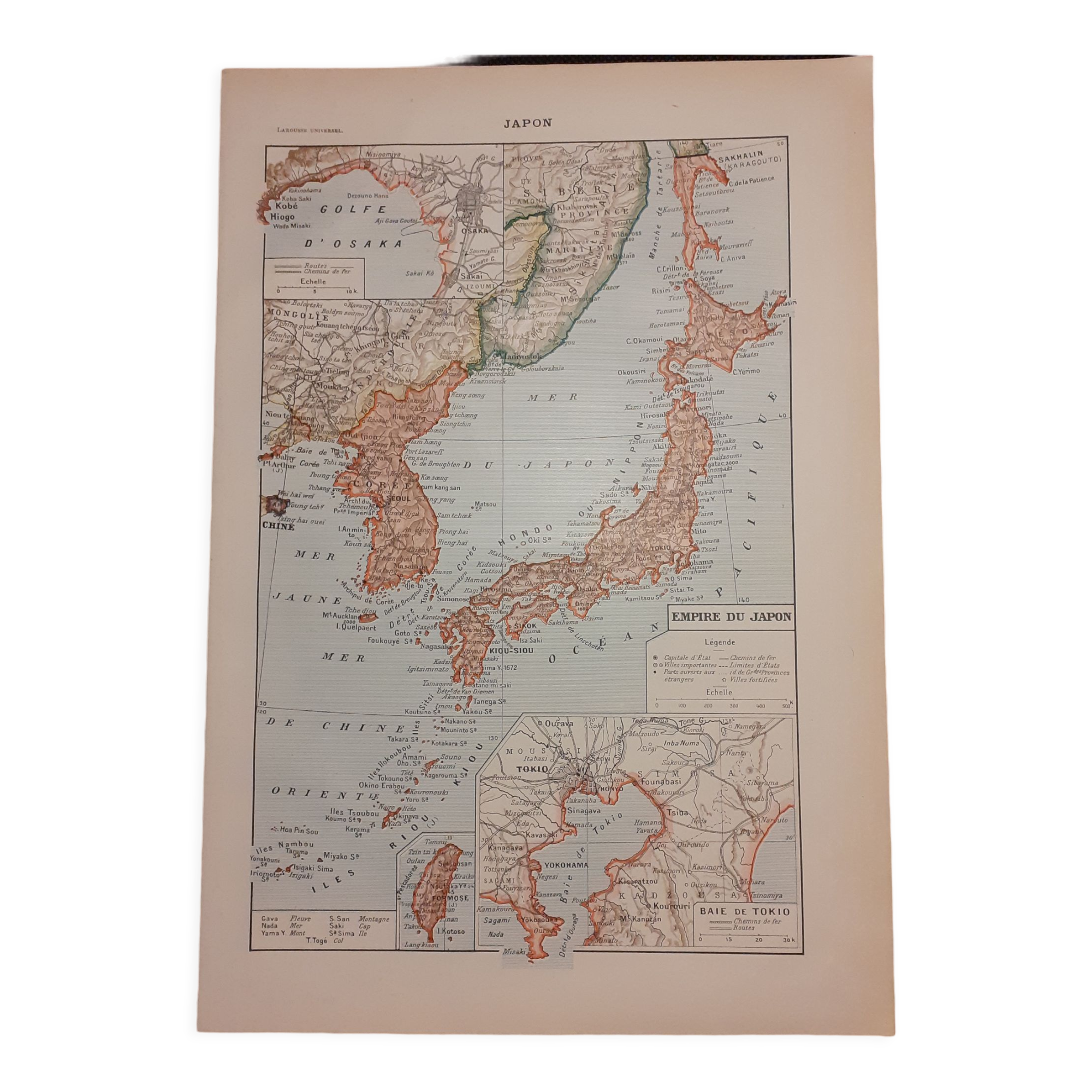 Old map of Japan from 1922