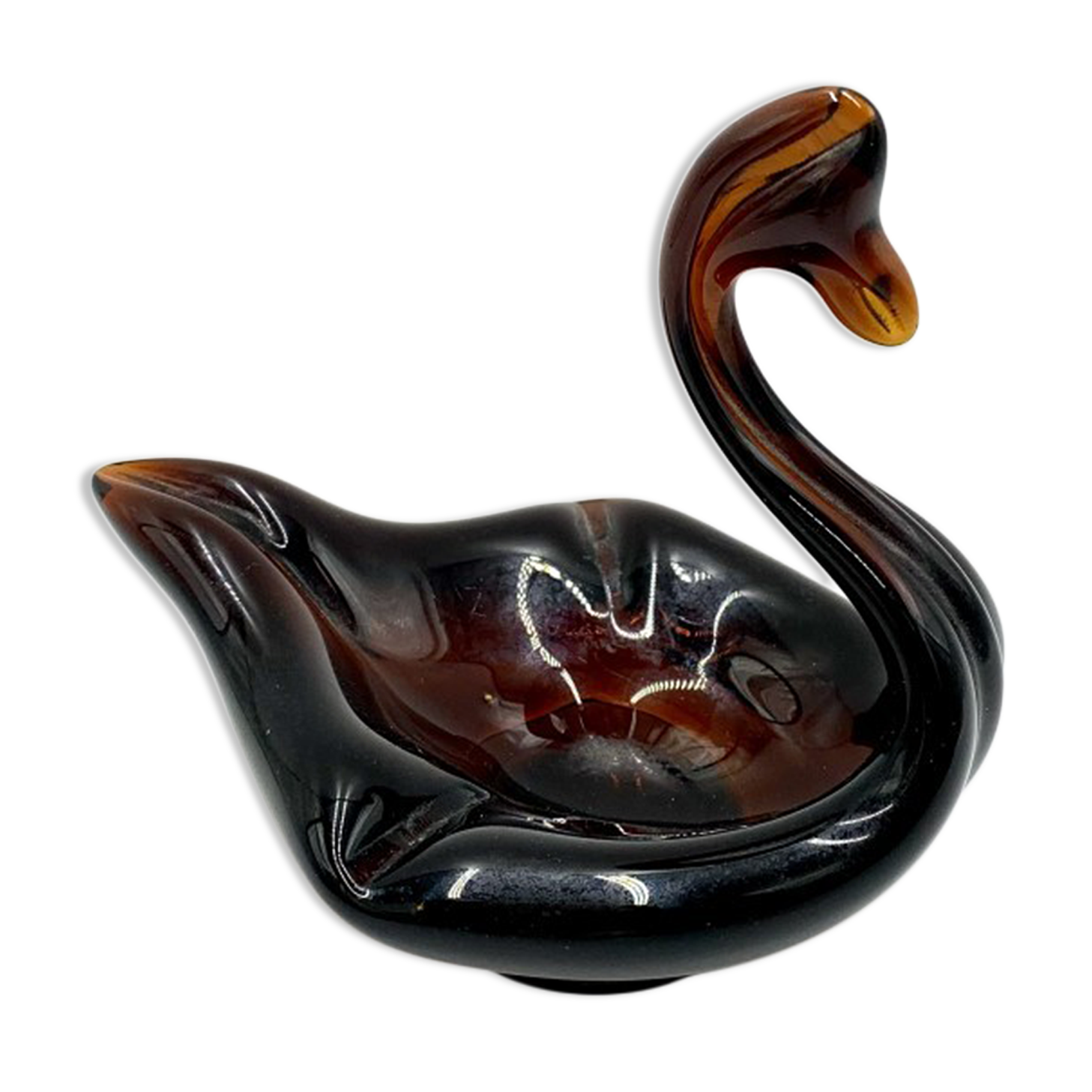 Glass ashtray swan, Poland, 1970s