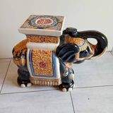 Elephant in black and beige glazed earthenware