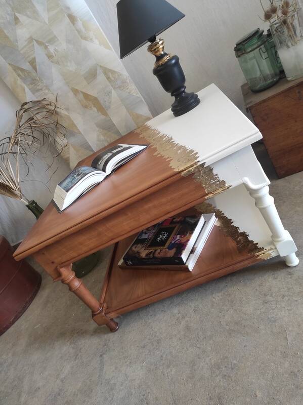 White and gold leaf coffee table