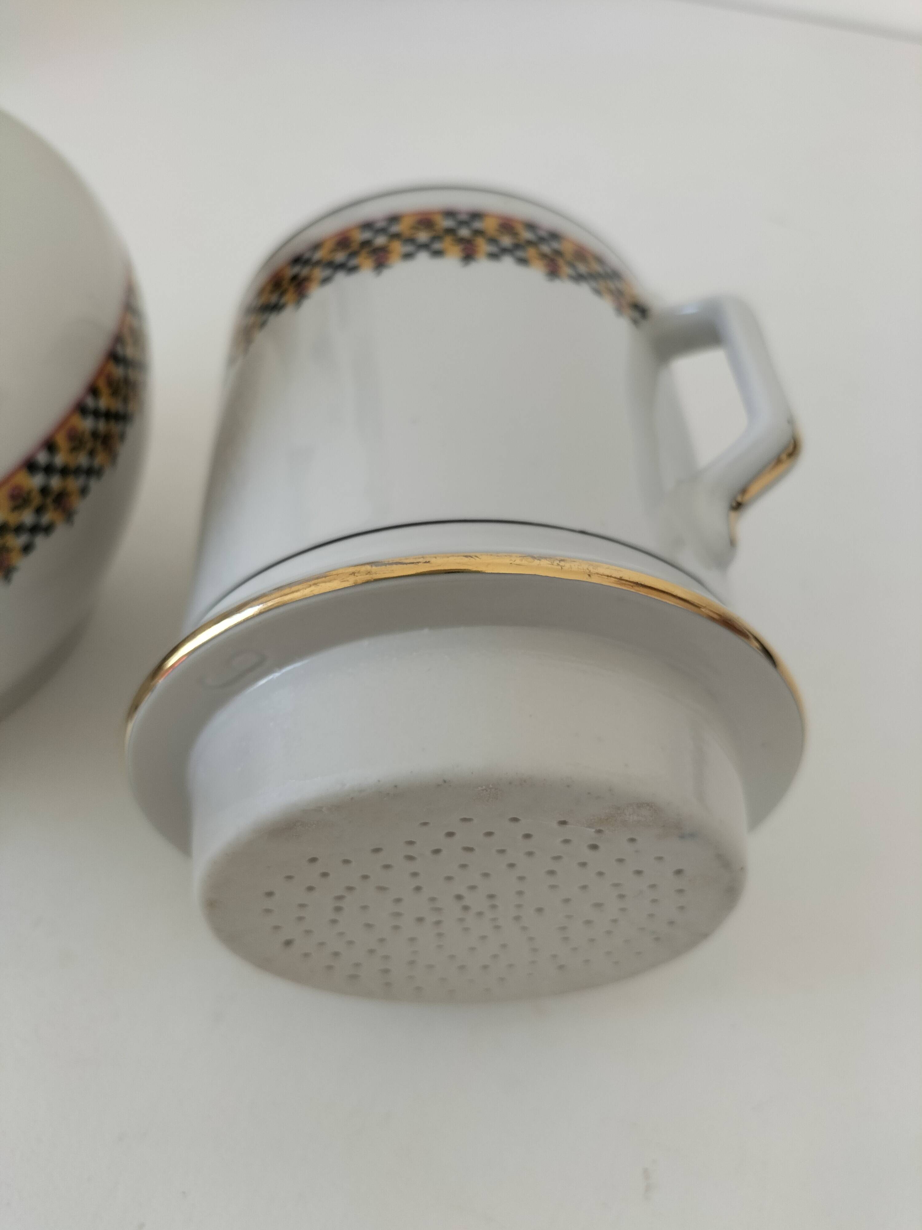 Art Deco filter coffee maker in Limoges porcelain by Balleroy Frères