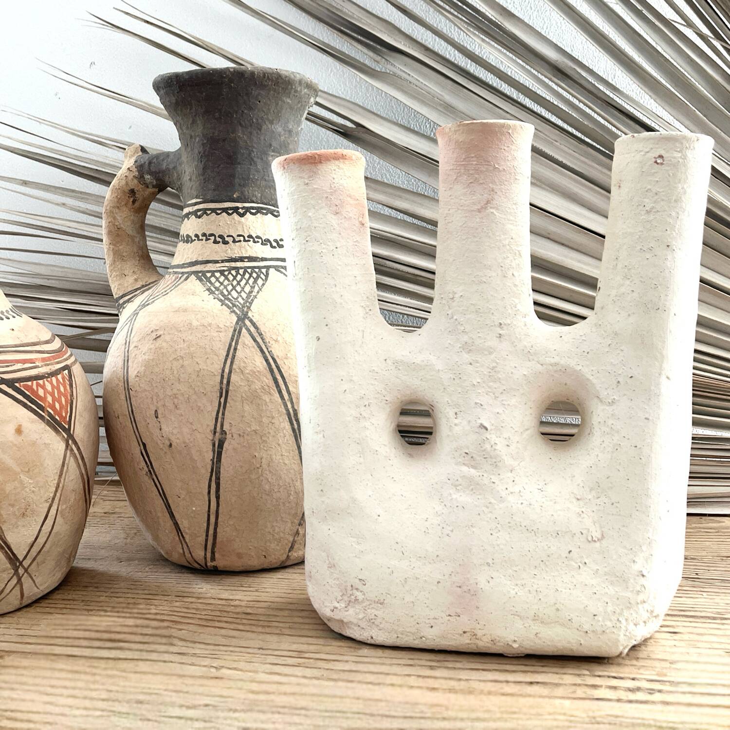 White terracotta candle holder