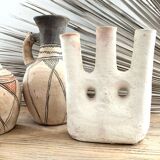 White terracotta candle holder