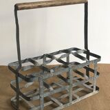 8-hole bottle holder, zinc and wood