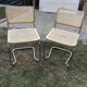 Vintage Pair  chrome cantilever chairs with cane, 1970s