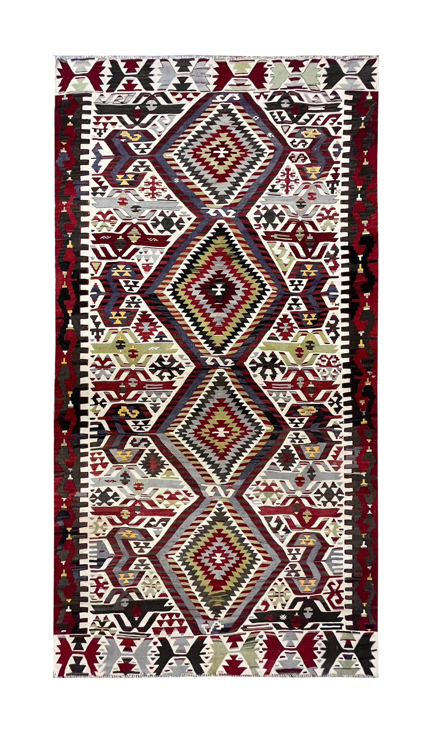 Handwoven Vintage Wool Rug Traditional Turkish Area Rug- 156x312cm