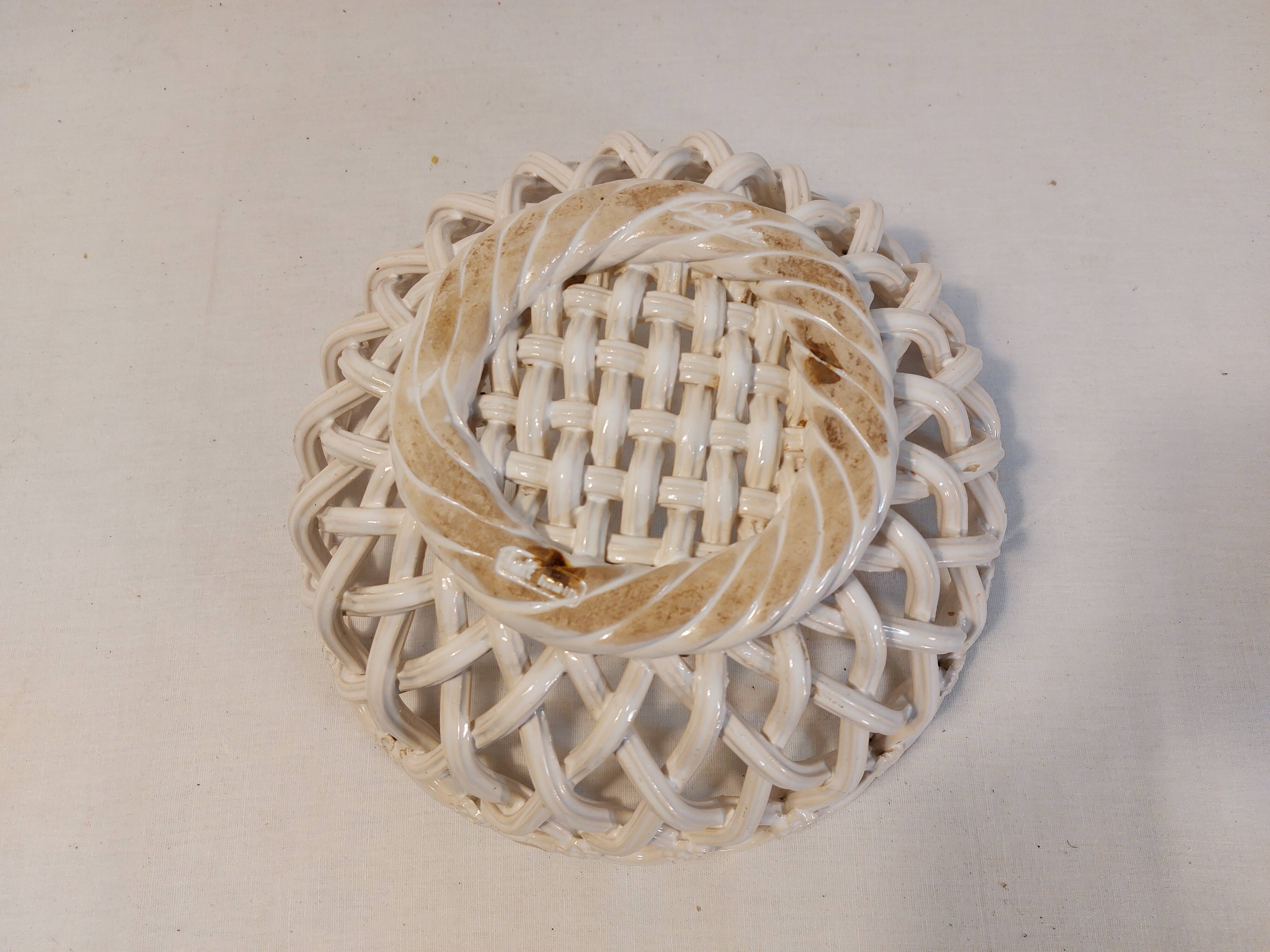 Old woven ceramic basket - Maison Pichon - Uzès 1960