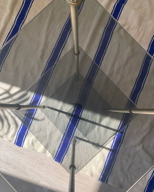 Ancienne sellette en verre et laiton