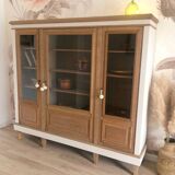 Vintage solid oak display cabinet / bookcase