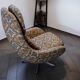 Set of 2 vintage high-back swivel armchairs with abstract upholstery