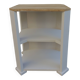 Vintage side table reimagined in beige, wooden tops.
