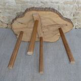 Table basse guéridon en bois brut tronc d'arbre