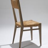 Pair of straw chairs, geneviève pons, 1950s