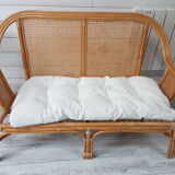 Vintage rattan and caning bench