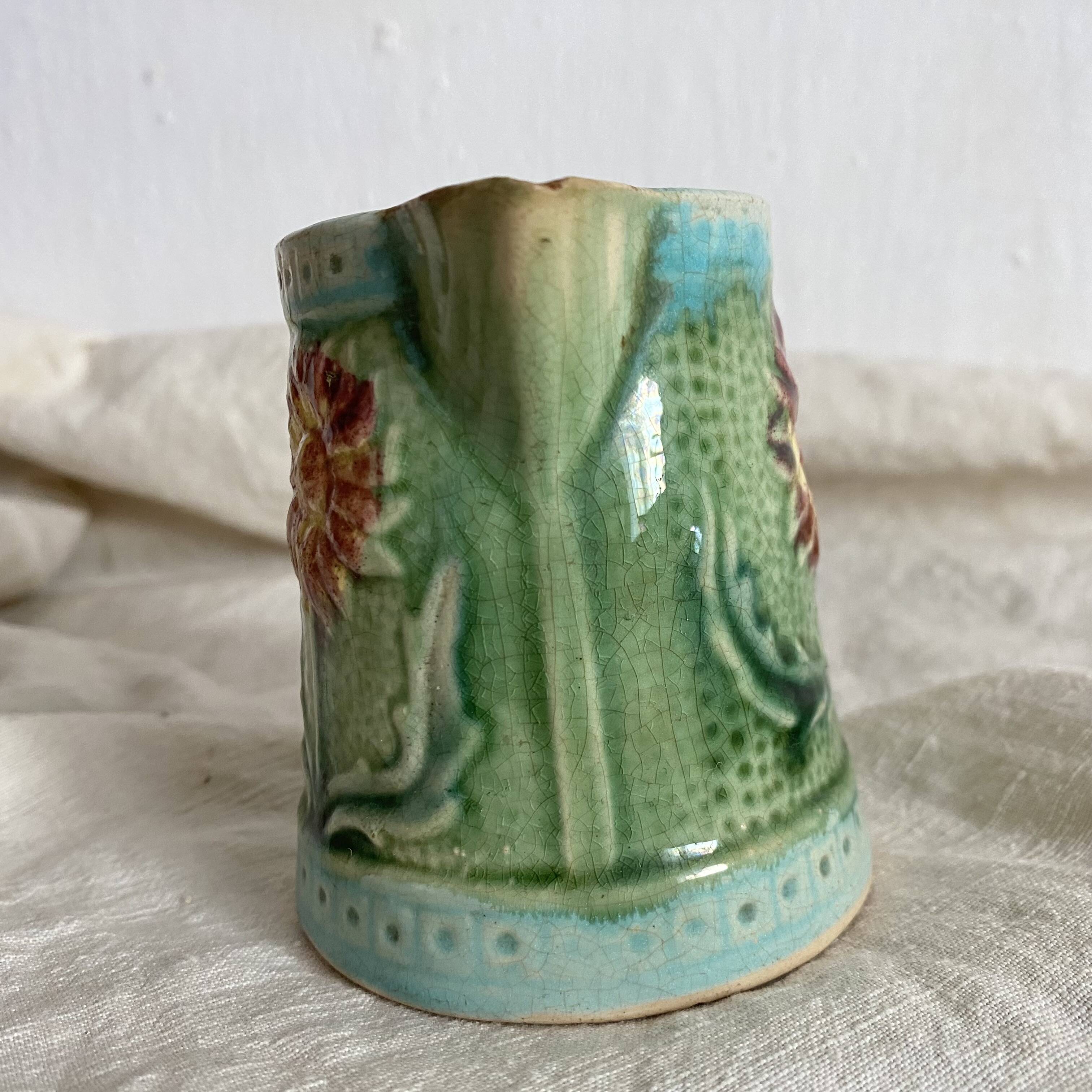 Small Art Nouveau slip milk pitcher