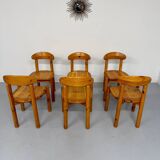 Set of 6 solid pine chairs, Scandinavian design, Reiner Daumiller