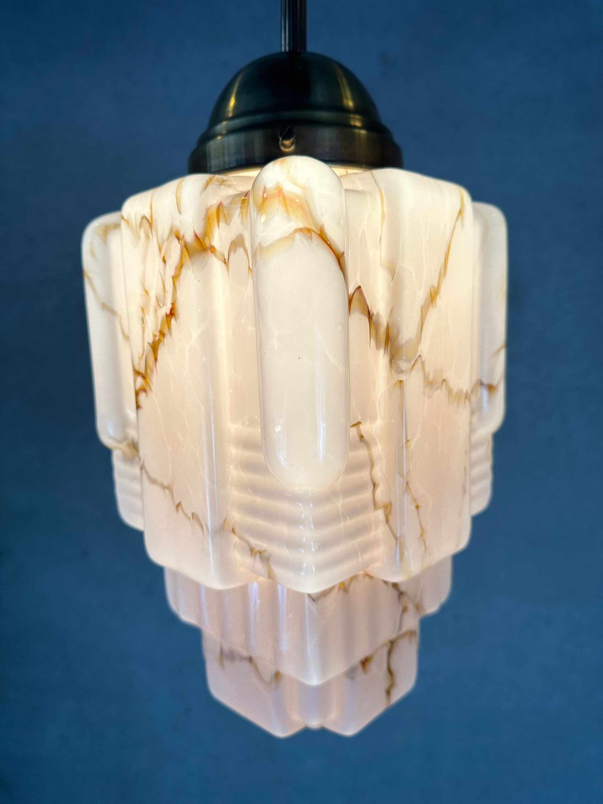 Art deco skyscraper – marbled pink opaline and brass