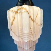 Art deco skyscraper – marbled pink opaline and brass
