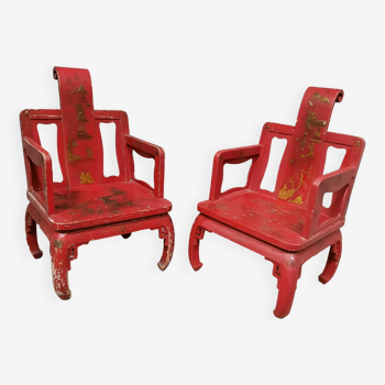 Paire de fauteuil chinois en bois