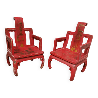 Pair of Chinese wooden armchairs