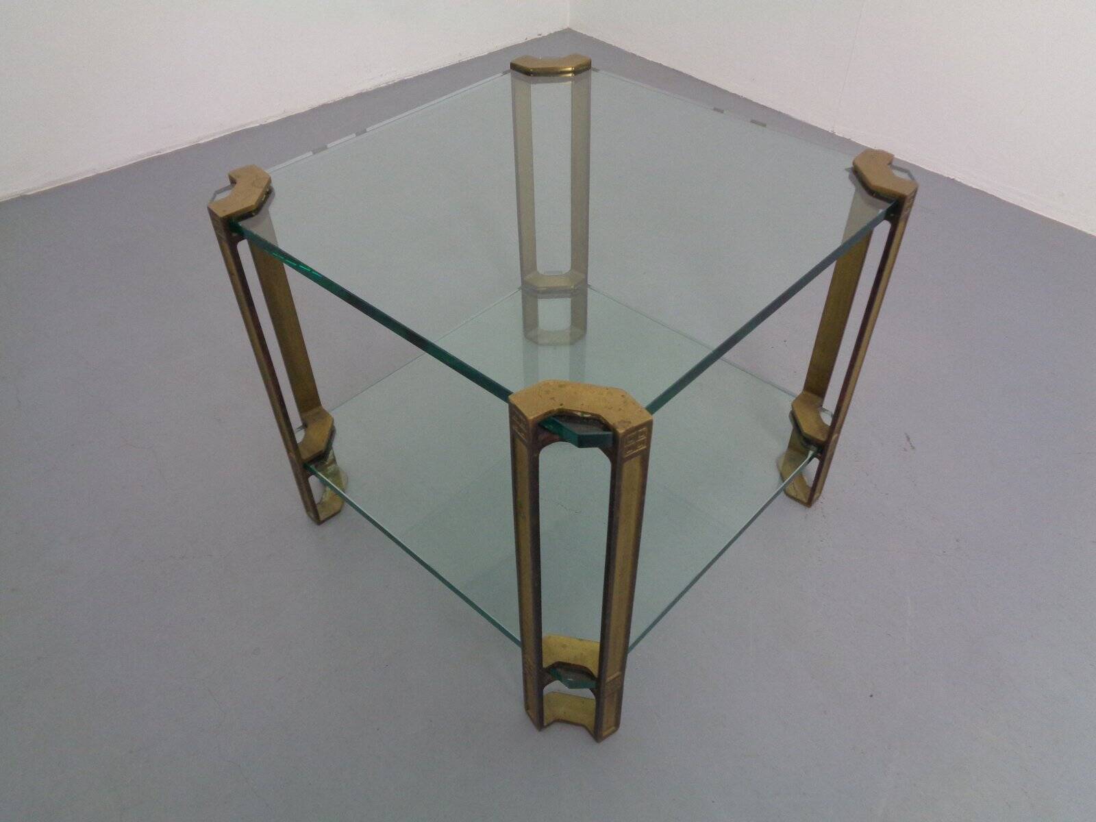 T24 Tempered Glass & Brass Coffee Table by Peter Ghyczy, Germany, 1970s