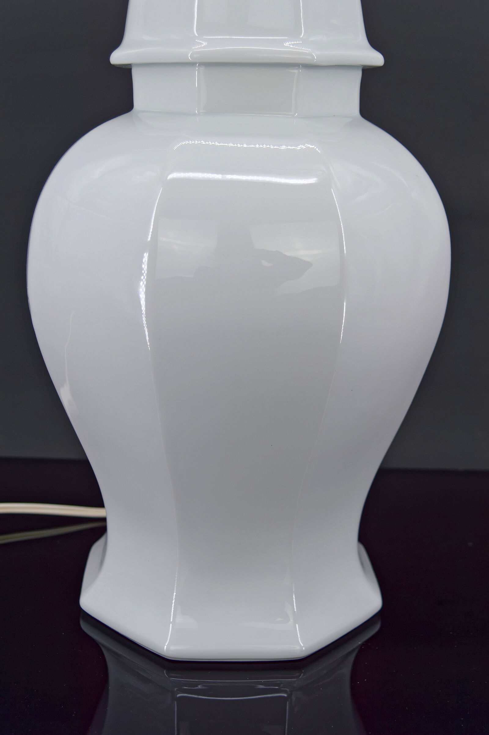 White porcelain lamp by Pillivuyt, Japonisme, France, circa 1970