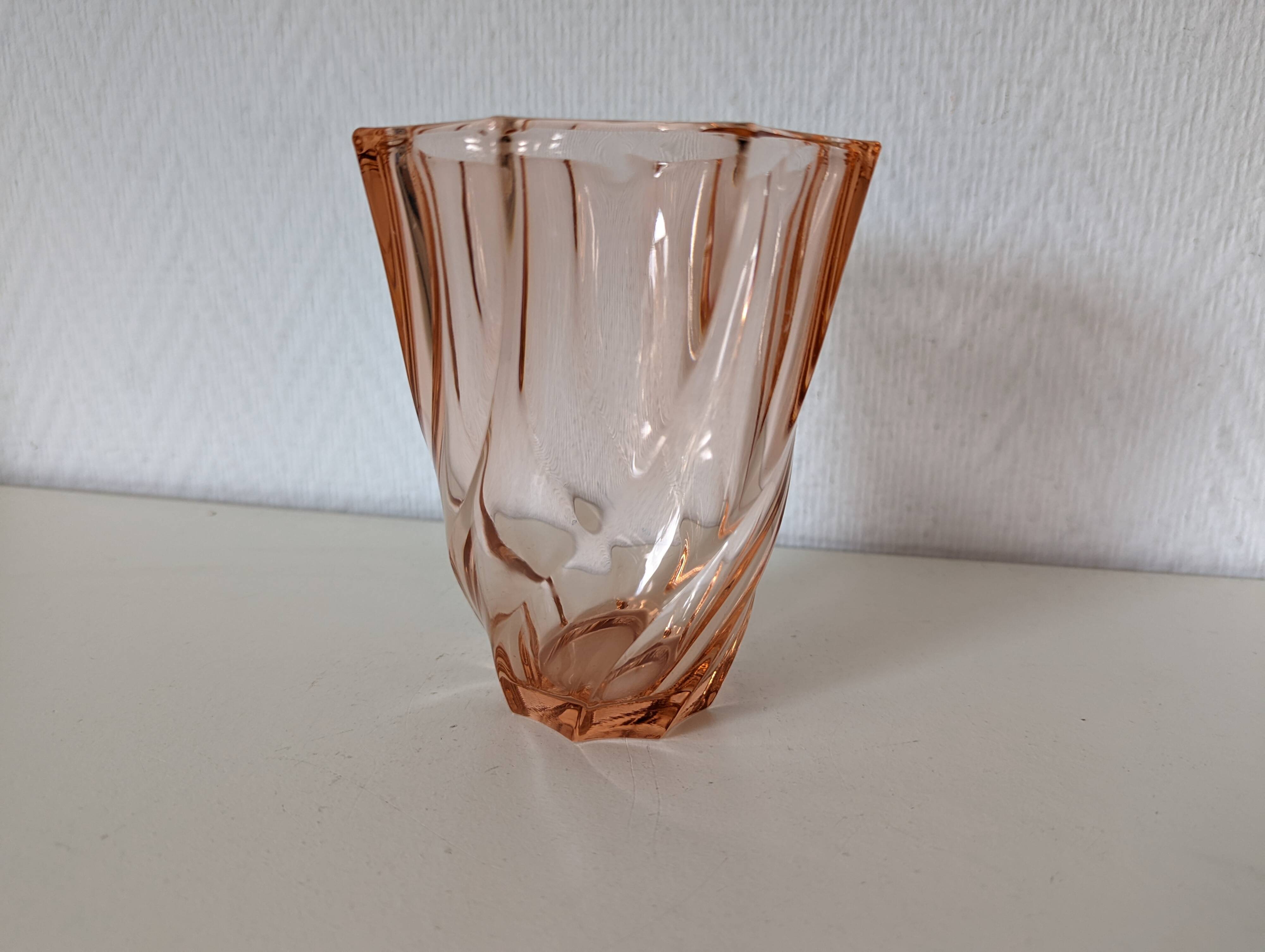 transparent glass vase in art deco style