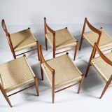 6 wood and rope chairs by Henry Klein for Bramin, 1960s