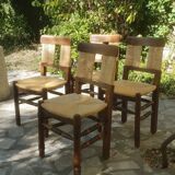 Série de 4 chaises Paillées 1970