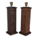Pair of Kaiser Leuchten Totem Lamps in Vintage Aztec Inca or Mayan Leather